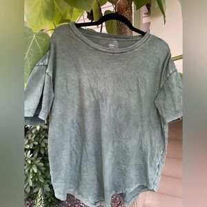 Aerie Distressed Oversized Tee - Forest Green